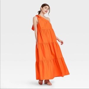 NWT one shoulder sleeveless tiered dress